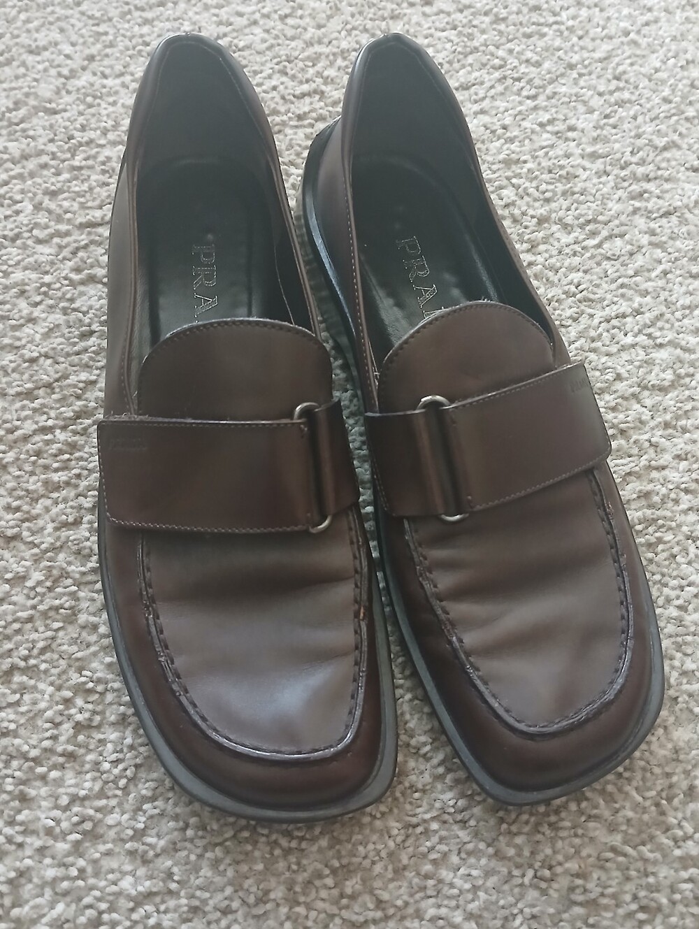 Prada Brown Leather Penny Loafers Archive Collection Size 8